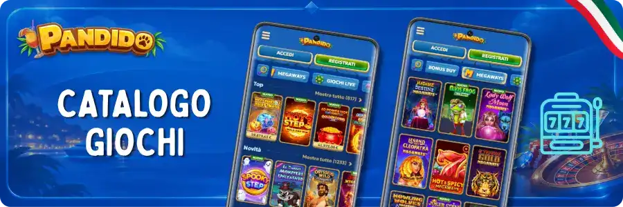 Interfaccia catalogo giochi con filtri rapidi