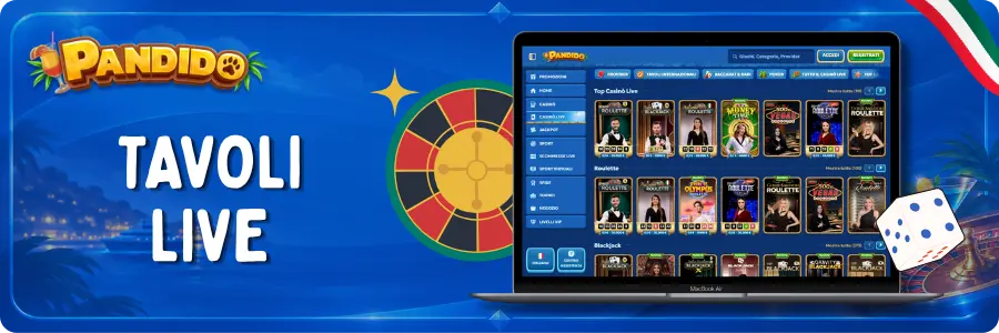 Tavoli live con croupier in diretta streaming